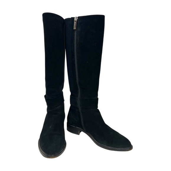 Aquatalia Giada Black Suede Knee High Riding Boots Water Resistant Italy 7.5 - Picture 4 of 10